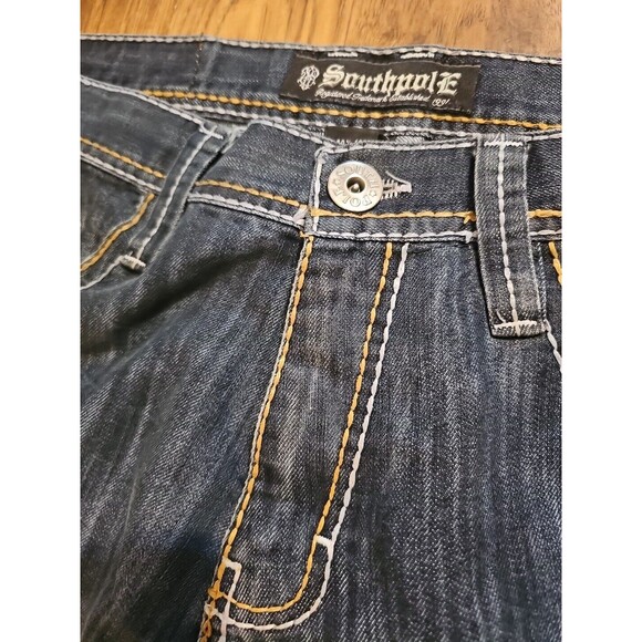 VTG Y2K Southpole Blue Denim Stonewashed Jeans 36x32 Thick Stitch Embroidered - Picture 3 of 9